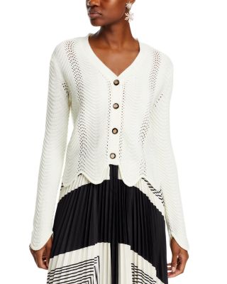 Nancy Yang - Button Front Long Sleeve Knit Sweater