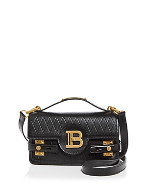 Shop Balmain B Buzz 24 Embossed Grid Shoulder Bag In Black/gold