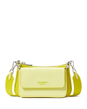 Shop Kate Spade New York Double Up Patent & Saffiano Leather Crossbody In Wasabi Multi