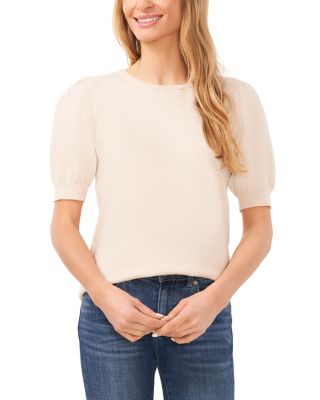 CeCe Cotton Crewneck Short Sleeve Sweater