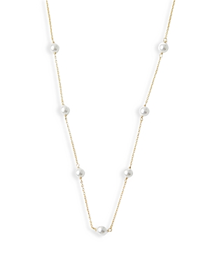 Argneto Vivo Imitation Pearl Station Necklace in 18K Gold Plated Sterling Silver, 16