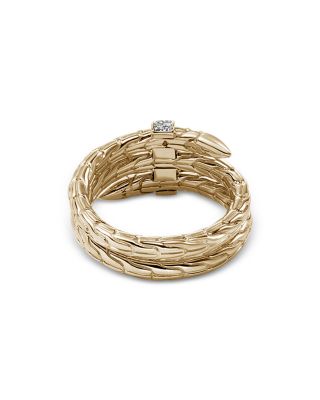 14K Yellow Gold Spear Diamond Coil Ring