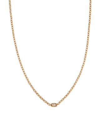 Zoë Chicco - 14K Yellow Gold Baguette Diamonds Diamond Baguette Oval Link Necklace, 14-16"