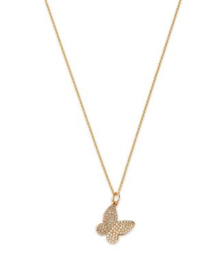 Nina Gilin - 14K Yellow Gold Diamond Pav&eacute; Butterfly Pendant Necklace, 16-18"