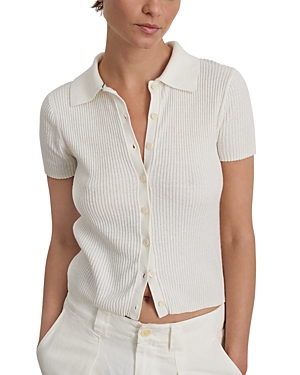 Shop Alex Mill Suzanne Rib Knit Short Sleeve Button Down Shirt In Ivory