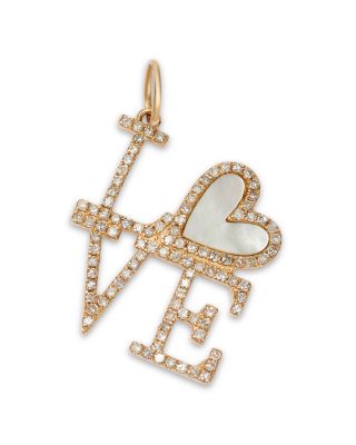 Nina Gilin 14K Yellow Gold Mother of Pearl & Diamond Love Pendant