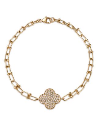 Bloomingdale's Fine Collection Diamond Clover Station Bracelet in 14K Yellow Gold, 0.25 ct. t. w.