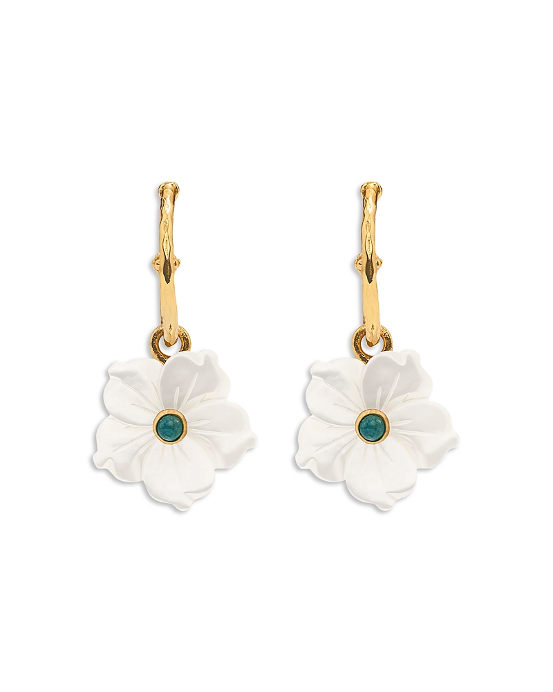 Capucine De Wulf Mermaid Garden Mother Of Pearl Flower Charm Drop Earrings In White