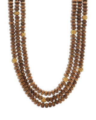 Capucine De Wulf Earth Goddess Triple Strand Teak Bead Necklace, 18