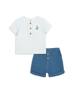 Shop Little Me Boys' Cotton Sailboat Shorts Set - Baby In Blue