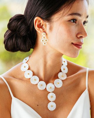 Mermaid Garden Mother of Pearl Floral Drop Earrings 