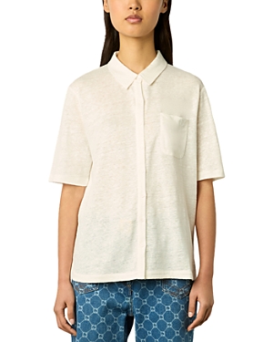 Shop Gerard Darel Mylene Linen Shirt In Ecru