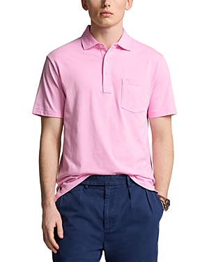 Shop Polo Ralph Lauren Standard Fit Striped Lisle Polo Shirt In Pink/navy