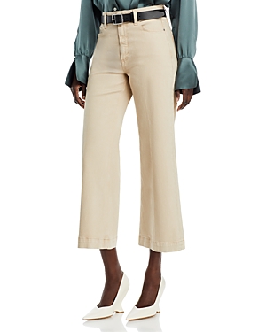 Shop Paige Anessa Wide Leg Cropped Jeans In Vintage Soft Sand