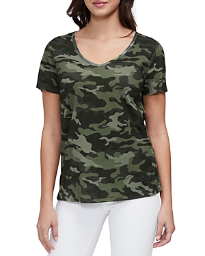 Shop Three Dots Cotton V Neck Tee In Forest Night
