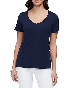 Three Dots Cotton V Neck Tee