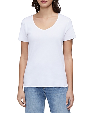Shop Three Dots Cotton V Neck Tee In White