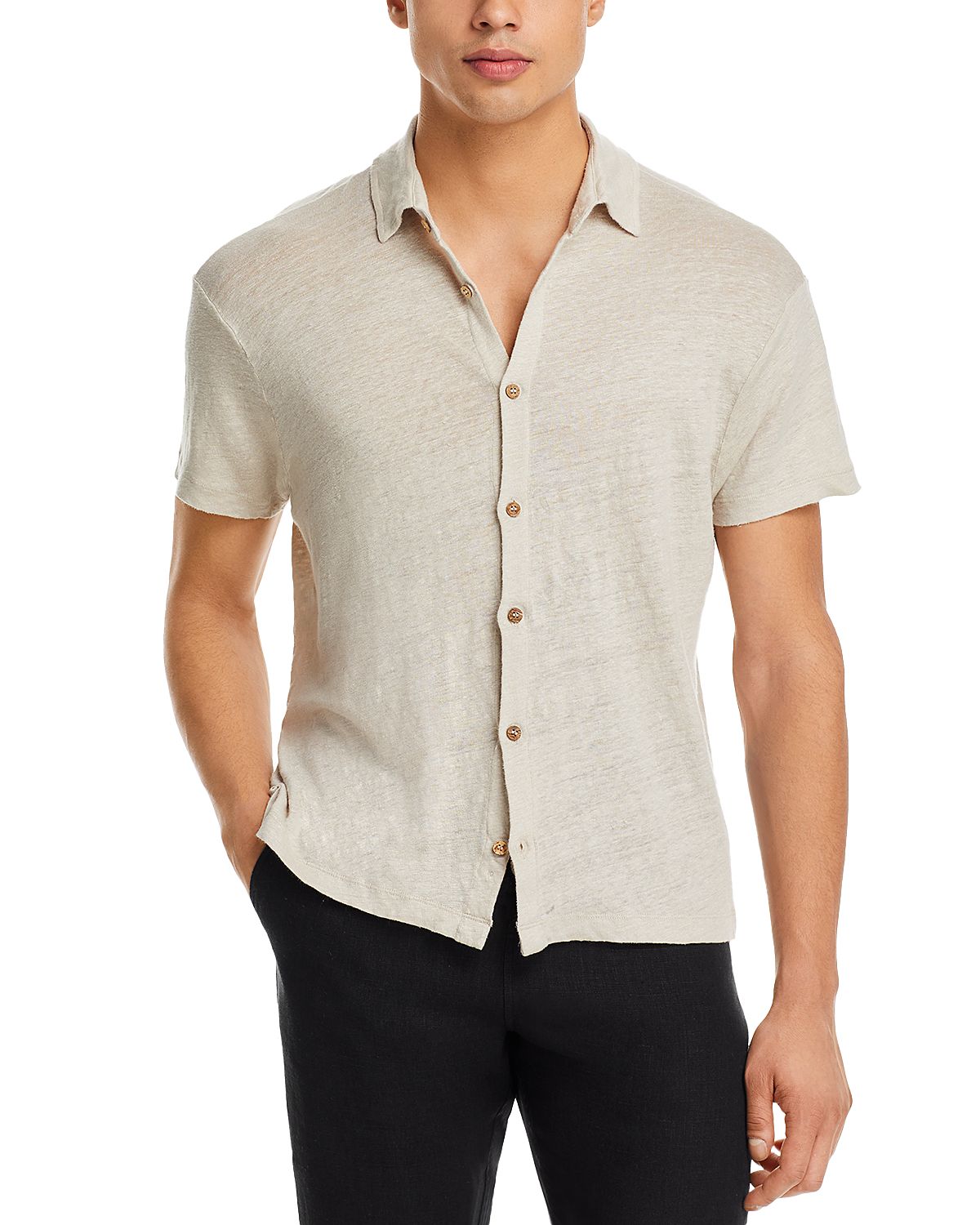 Alex Crane Ola Linen Knit Regular Fit Button Down Shirt