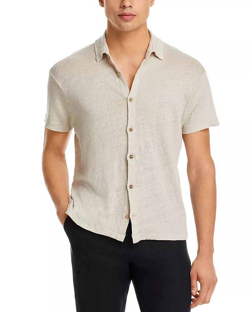 Alex Crane Ola Linen Knit Regular Fit Button Down Shirt