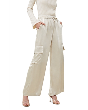 Shop French Connection Chloette Wide Leg Cargo Pants In Silver