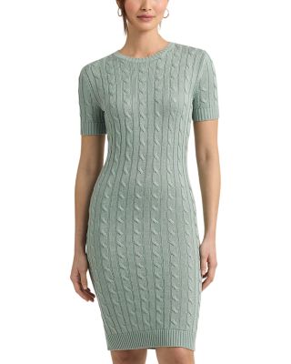 Ralph Lauren Cable Knit Short Sleeve Sweater Dress | Bloomingdale's