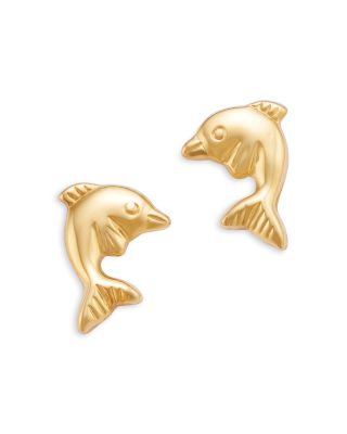 Bloomingdale's Fine Collection Children's Tiny Dolphin Screw Back Stud Earrings in 14K Yellow Gold