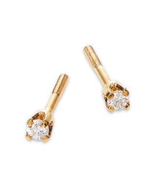 Children's Diamond Solitaire Screw Back Stud Earrings in 14K Yellow Gold, 0.04 tcw