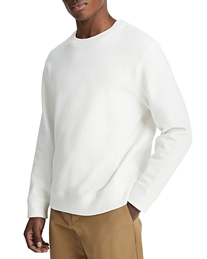 Vince Lightweight Cotton Blend Fleece Regular Fit Crewneck Sweatshirt In Off White