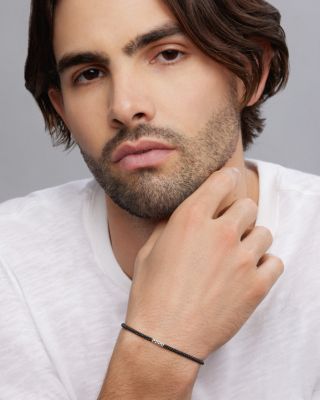 Men's Sterling Silver Anthem Black Caviar Ceramic Station Bracelet - Exclusive