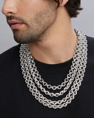 Men's 18K Yellow Gold & Sterling Silver Anthem Double Link Necklace, 20" - Exclusive