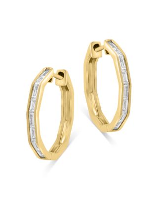 Bloomingdale's Fine Collection - Diamond Baguette Small Hoop Earrings in 14K Yellow Gold, 0.4 ct. t.w.