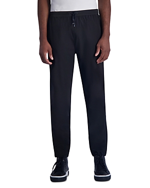 Shop Karl Lagerfeld Lm4 Nylon Blend Mesh Trimmed Slim Fit Track Pants In Black