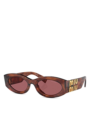 Shop Miu Miu Oval Sunglasses, 54mm In Brown/pink Solid
