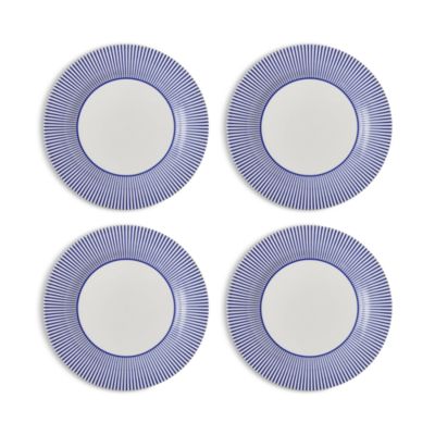 Spode Blue Italian Steccato Dinner Plates, Set of 4