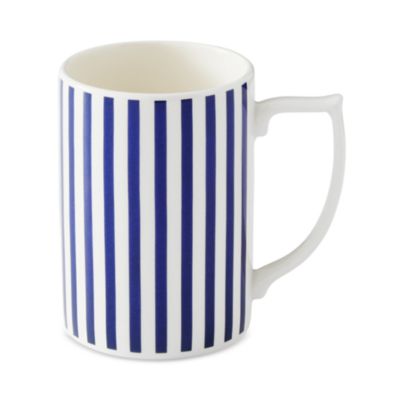 Blue Italian Steccato Narrow Stripe Mugs, Set of 4