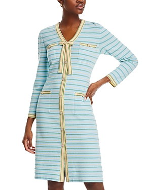 Misook Button Front Stripe Dress