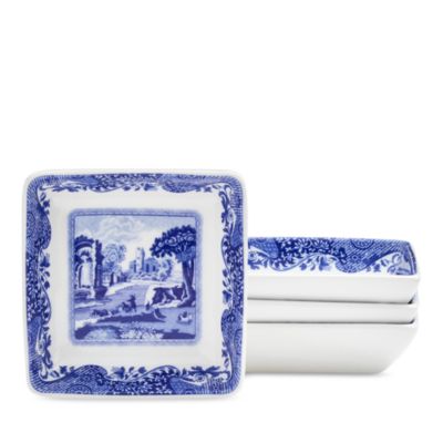 Blue Italian Square Dishes, Set of 4