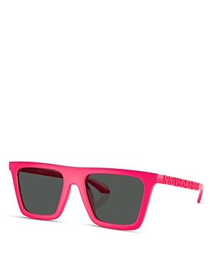Shop Versace Greca Rectangular Sunglasses, 53mm In Pink/gray Solid