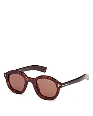 Shop Tom Ford Raffa Round Sunglasses, 46mm In Havana/pink Solid