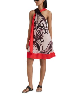 REISS - Rosa Orchid Print Halter Neck Top