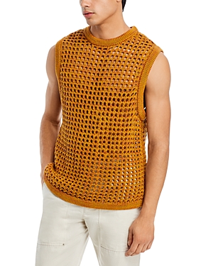 Cotton Crocheted Regular Fit Crewneck Sweater Vest