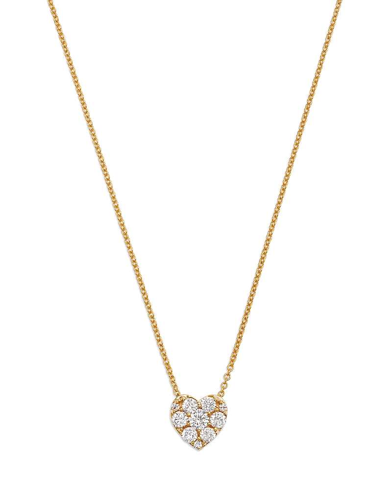 Bloomingdale's Diamond Heart Cluster Pendant Necklace In 14k Yellow Gold, 0.50 Ct. T. W. In Gold