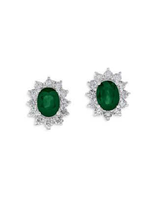 Bloomingdale's Fine Collection - Precious Gemstone & Diamond Halo Starburst Stud Earrings in 14K White Gold - Exclusive