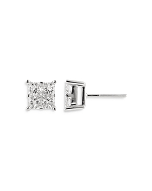 Bloomingdale's Diamond Seamless Princess-Cut Stud Earrings in 14K White Gold, 2.0 ct.t.w.
