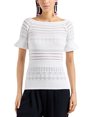 Shop Emporio Armani Short Sleeve Knit Sweater In White