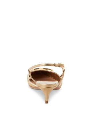 Women's Pointed Toe Logo Kitten Heel Slingback Pumps