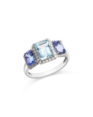 Bloomingdale's Fine Collection - Tanzanite, Aquamarine, & Diamond Ring in 14K White Gold