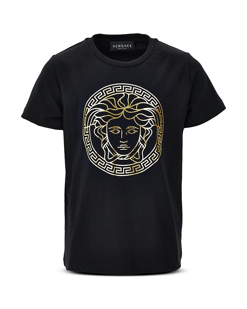 Versace T-shirt With Logo In Black+gold