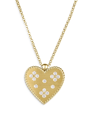 Roberto Coin 18K Yellow Gold Venetian Princess Diamond Heart Pendant Necklace, 16