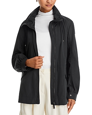 Moncler Logo Patch Windbreaker Jacket In Black